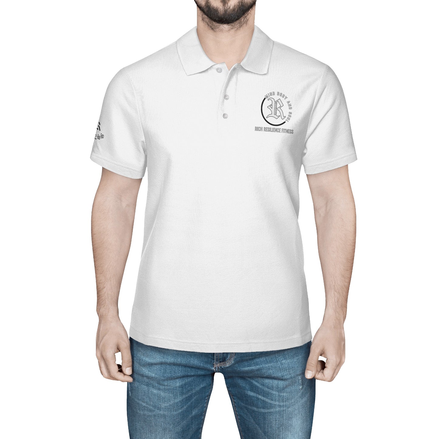 white Men's All Over Print Polo Shirt