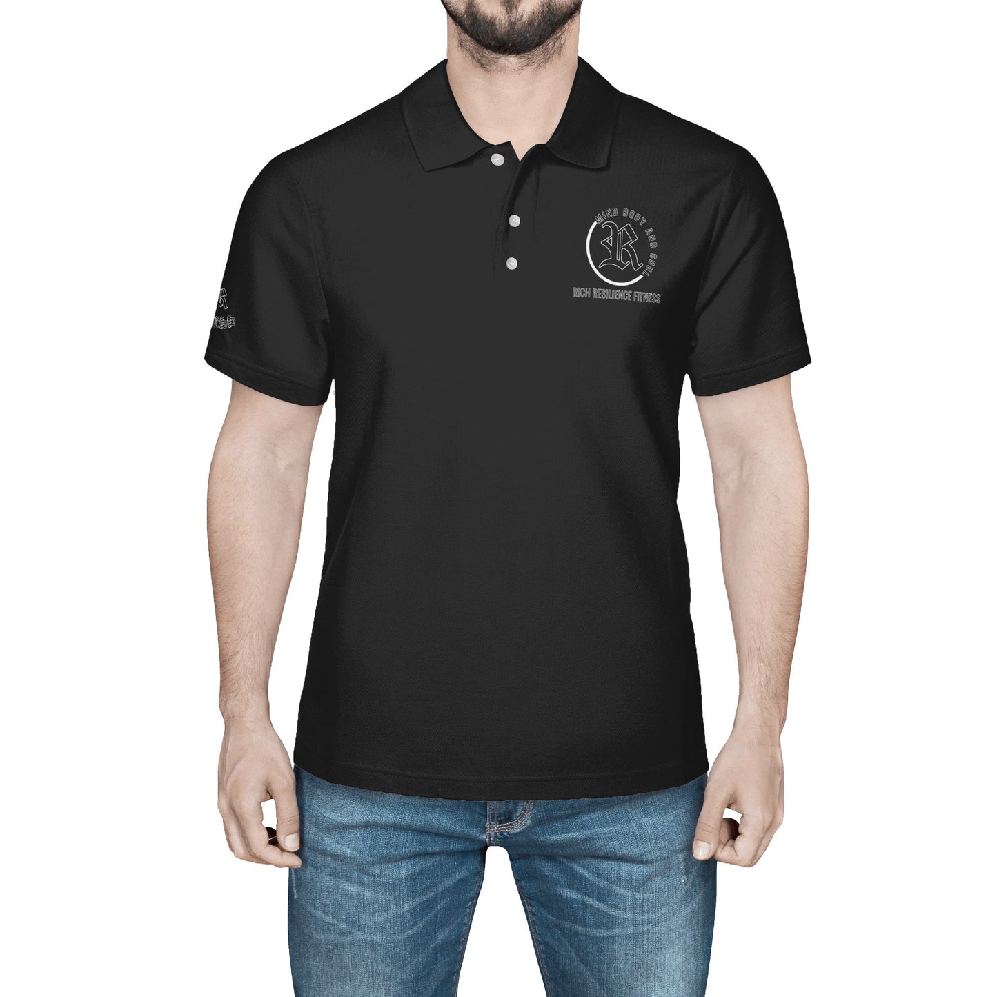 RRF Blk Men's All Over Print Polo Shirt